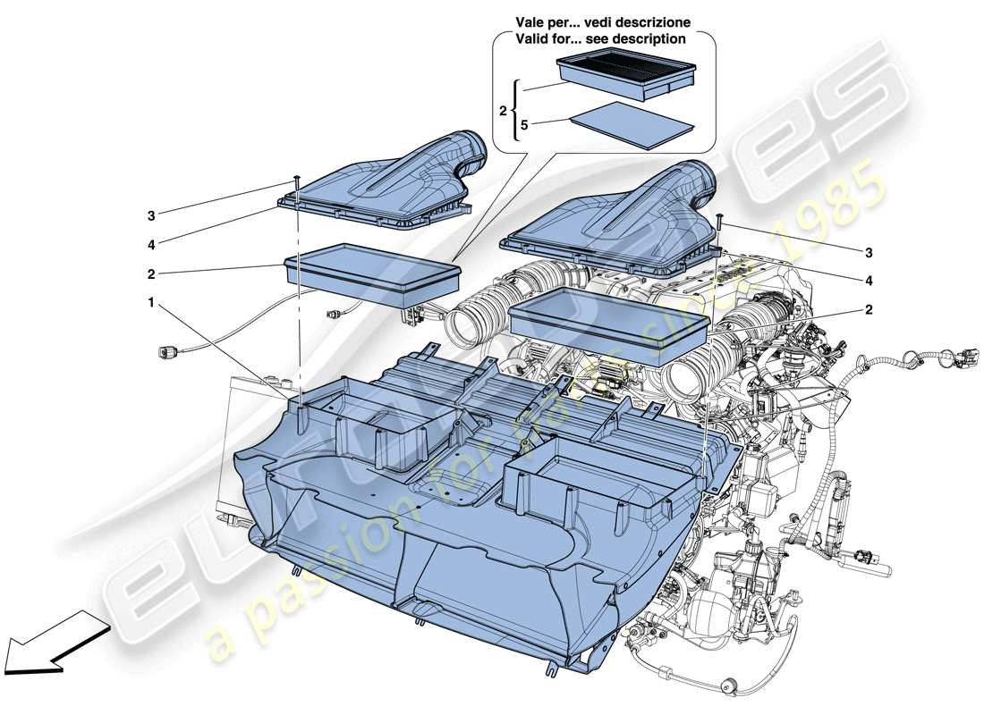 ferrari gtc4 lusso (rhd) presa d'aria diagramma delle parti