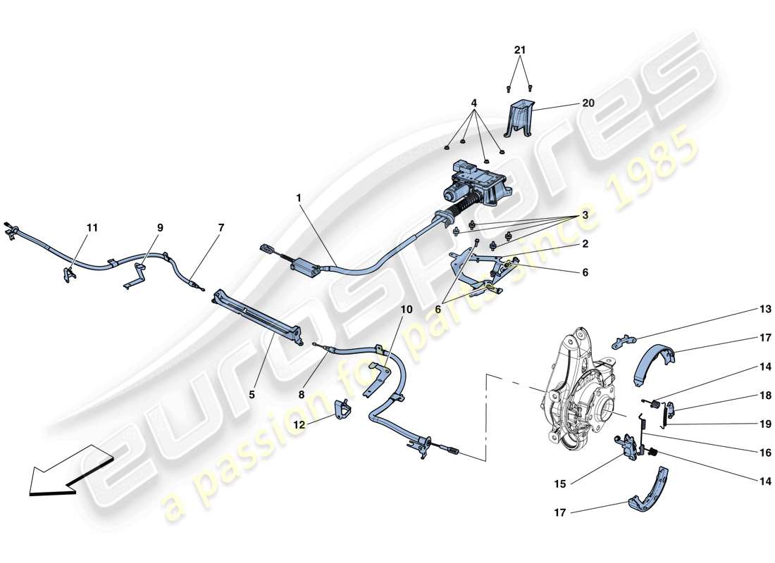ferrari gtc4 lusso (rhd) comando del freno di stazionamento diagramma delle parti
