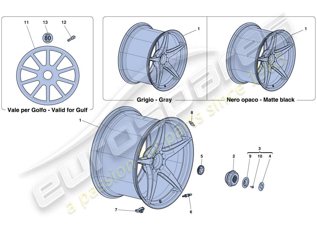 ferrari laferrari aperta (usa) ruote diagramma delle parti