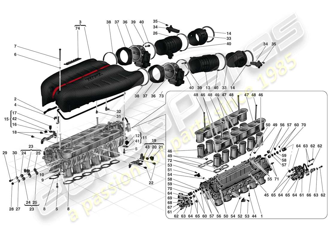 ferrari laferrari (europe) collettore di aspirazione diagramma delle parti