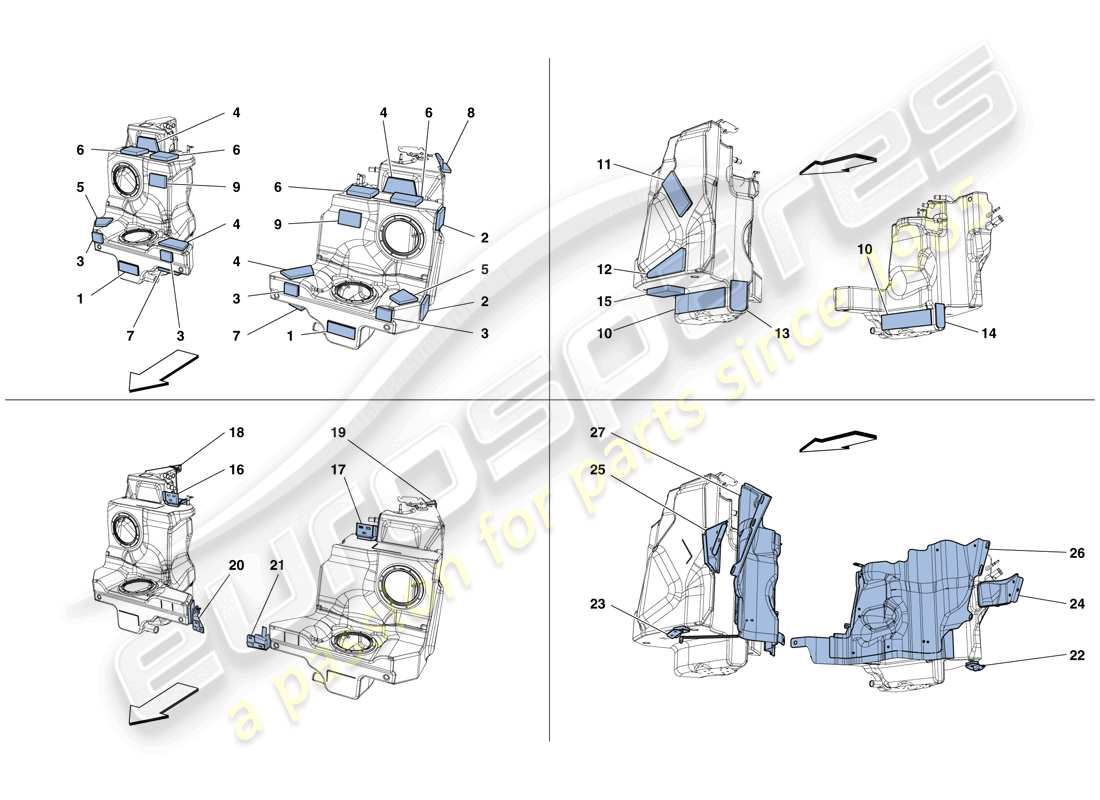 ferrari 488 gtb (rhd) serbatoi carburante - fissaggi e protezioni diagramma delle parti