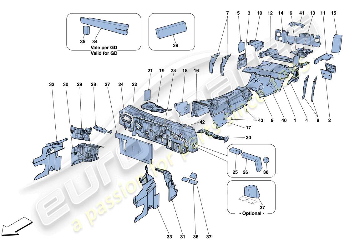 ferrari gtc4 lusso t (europe) isolamento diagramma delle parti