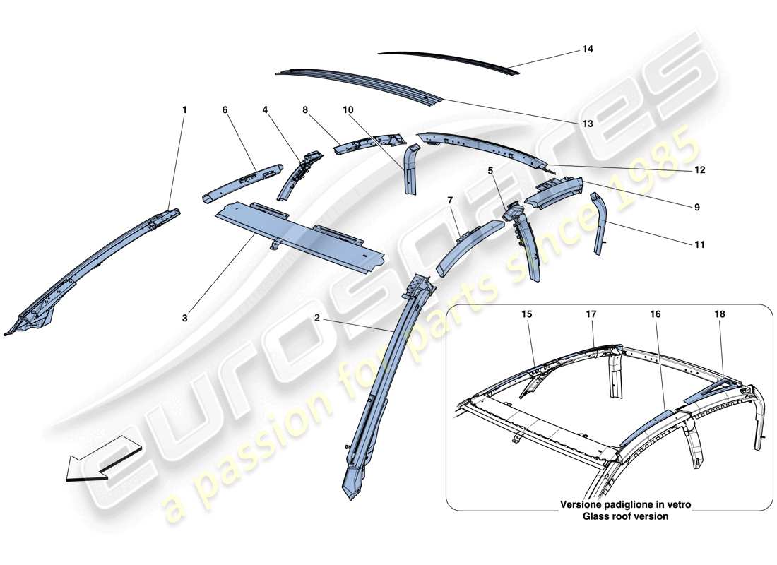 ferrari gtc4 lusso t (rhd) serra diagramma delle parti