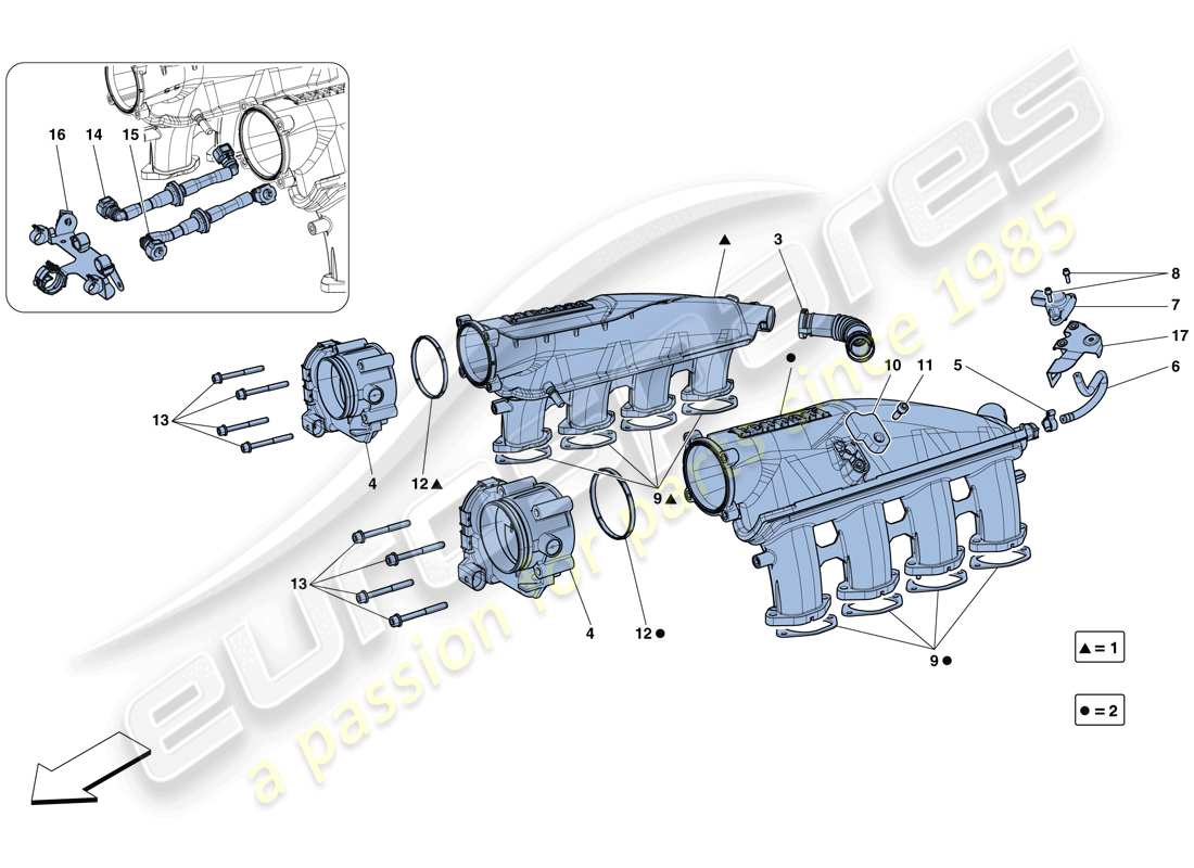 ferrari gtc4 lusso t (europe) collettore di aspirazione diagramma delle parti