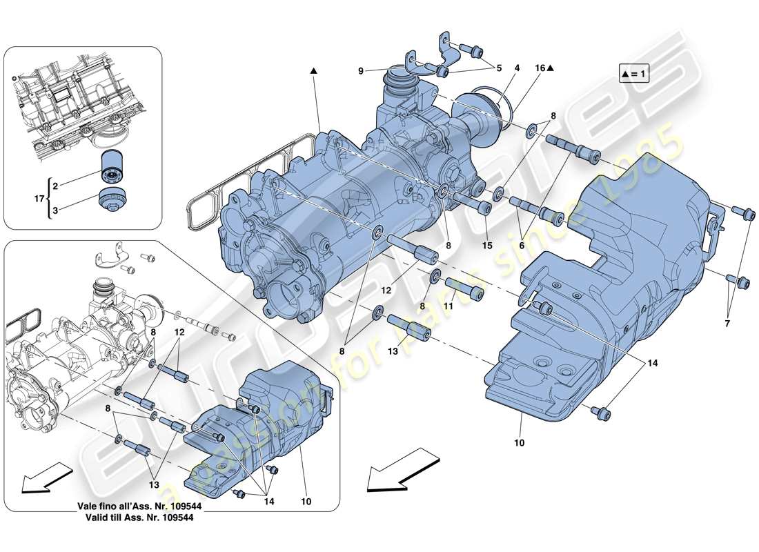 ferrari f12 berlinetta (usa) raffreddamento - schema delle parti pompa olio