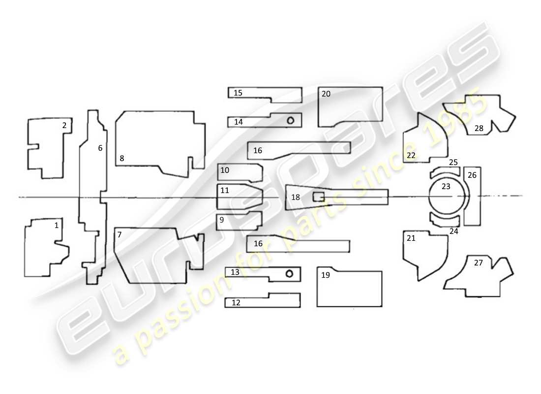 maserati kyalami diagramma delle parti del materiale insonorizzante