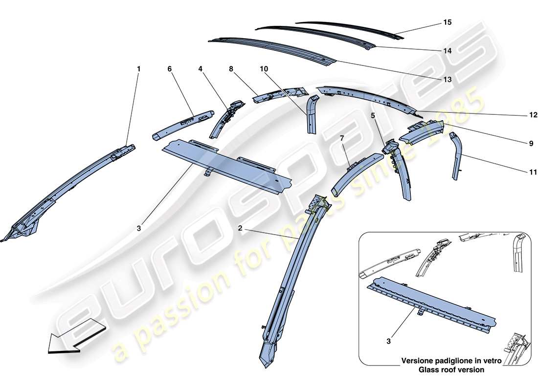 ferrari ff (rhd) diagramma delle parti della serra