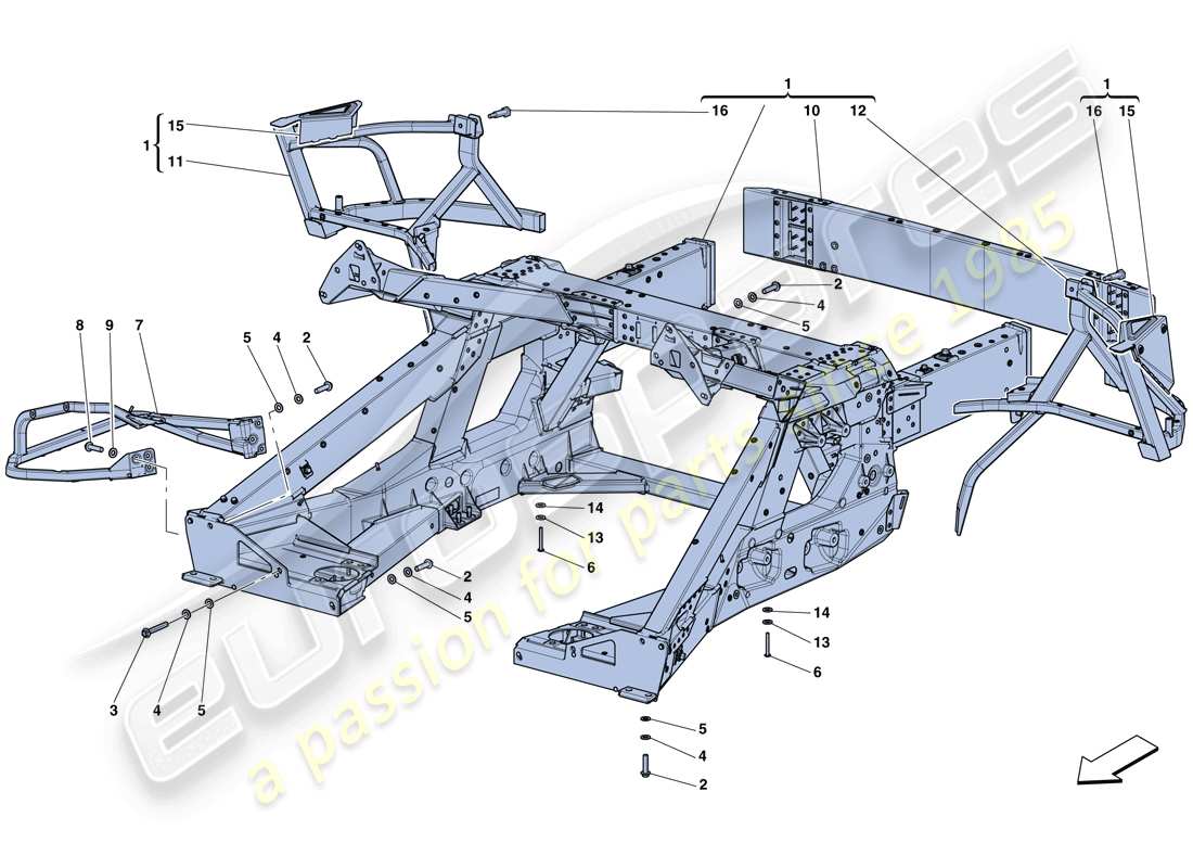 ferrari laferrari aperta (usa) sottotelaio posteriore diagramma delle parti