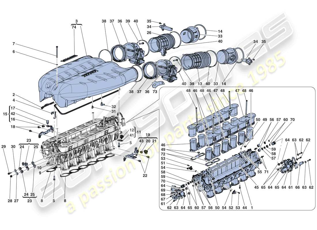 ferrari laferrari aperta (europe) collettore di aspirazione schema delle parti