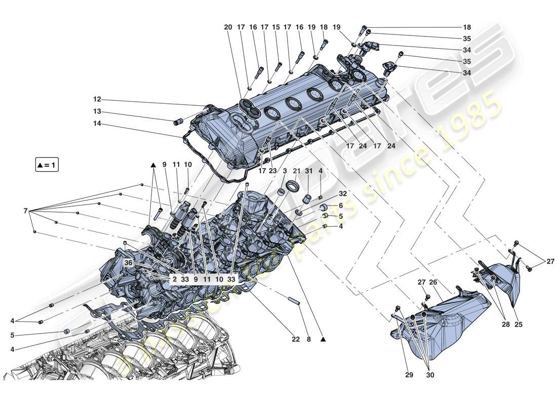 ferrari laferrari aperta (europe) testa cilindro sinistra schema delle parti