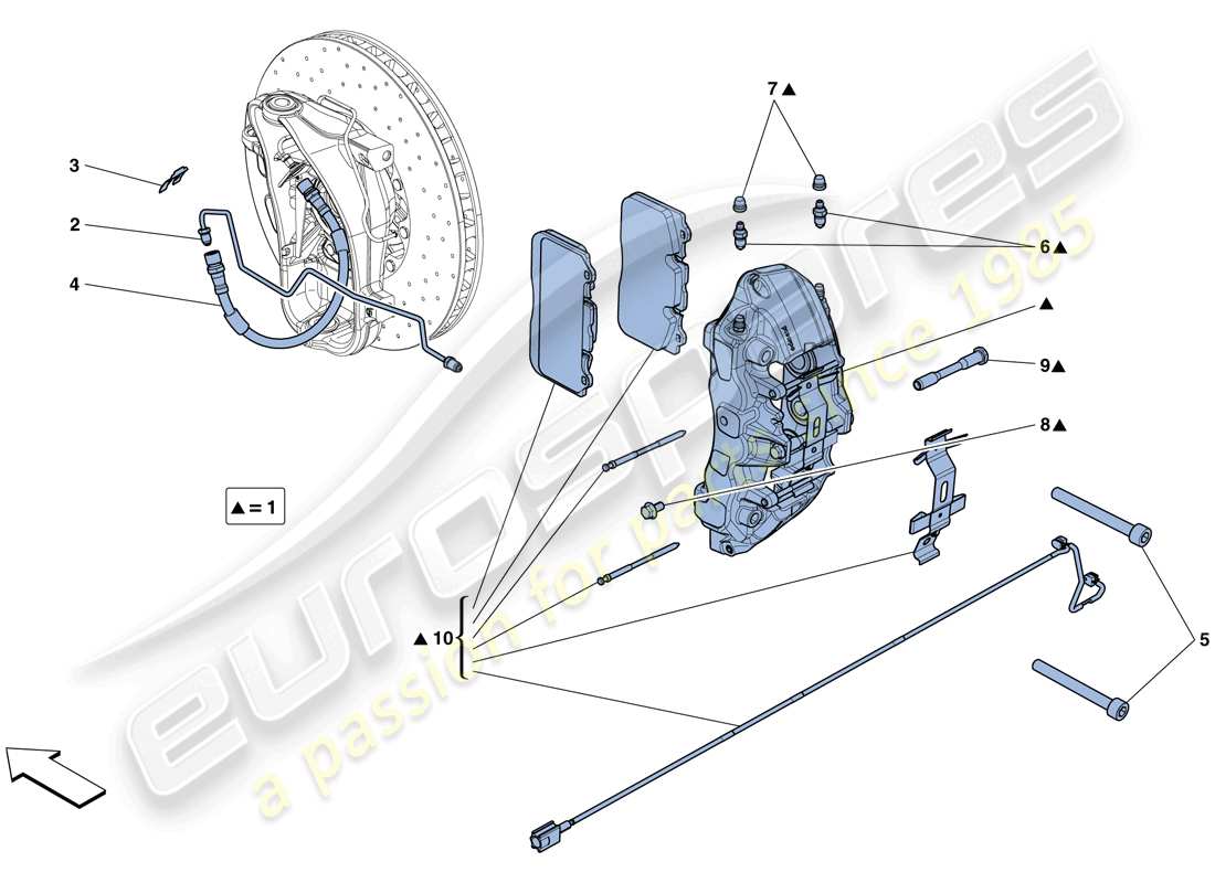 ferrari f12 berlinetta (rhd) pinze freno anteriore schema delle parti