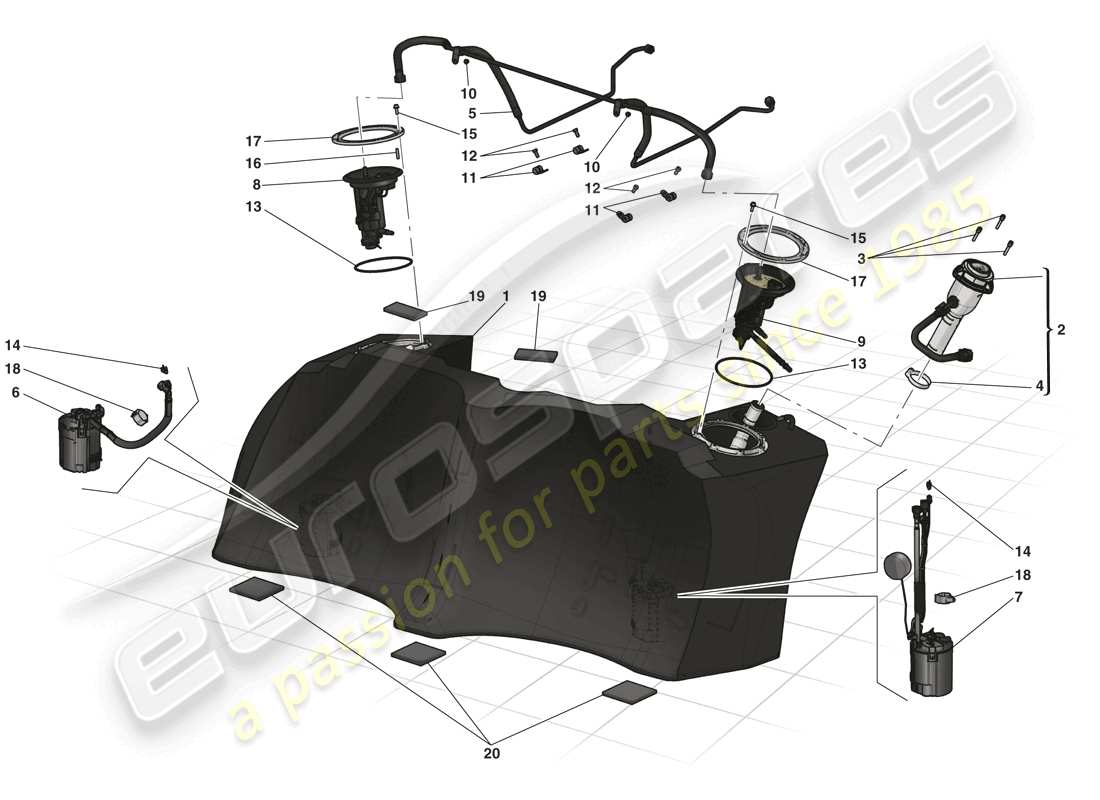 ferrari laferrari (europe) serbatoio carburante - bocchettone di riempimento e pompe diagramma delle parti