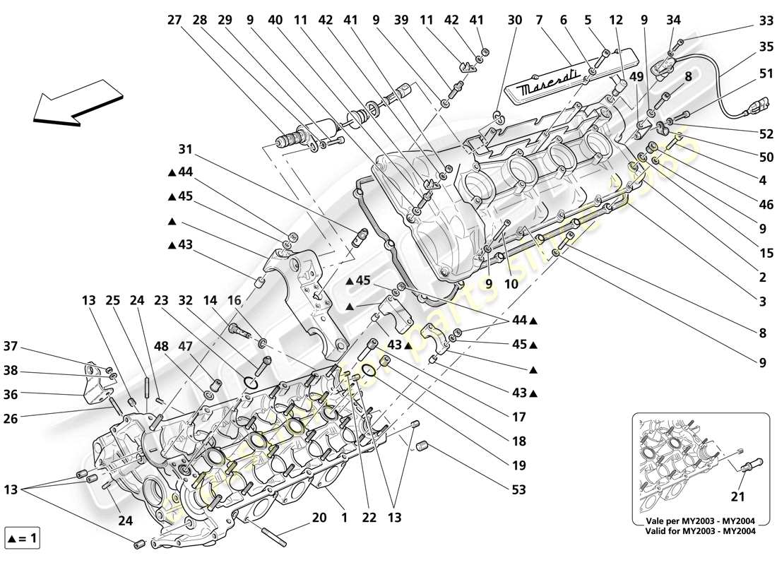 maserati trofeo testata cilindro sinistra diagramma delle parti
