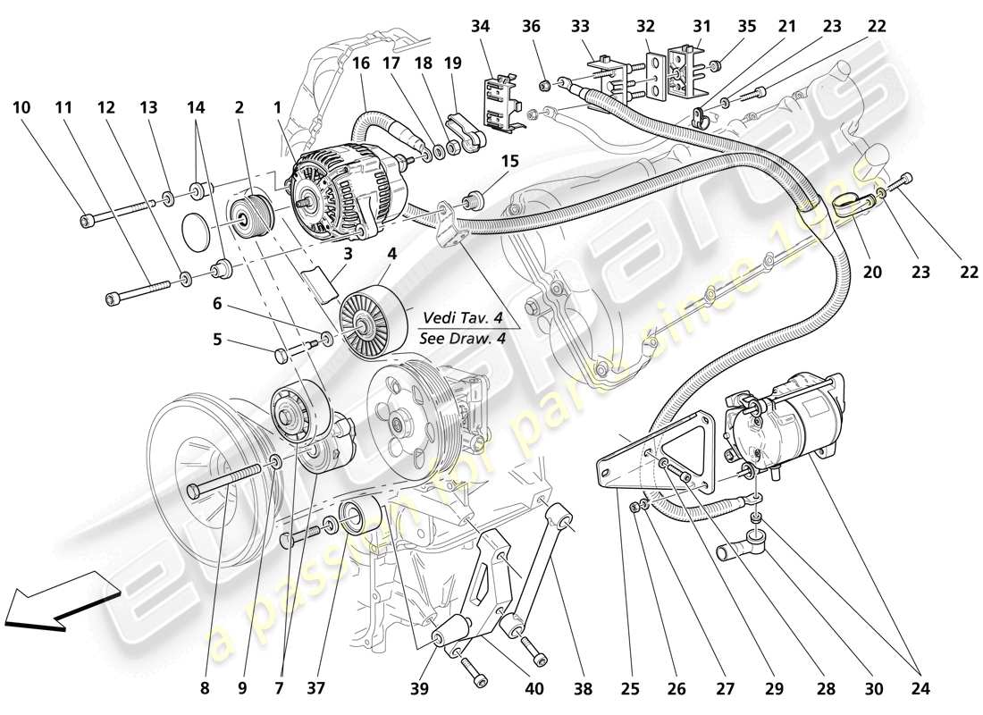 maserati trofeo schema delle parti generatore di corrente - motorino di avviamento