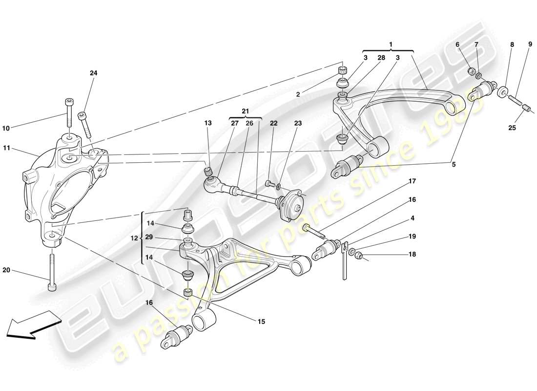 ferrari f430 spider (usa) sospensione posteriore - bracci diagramma delle parti