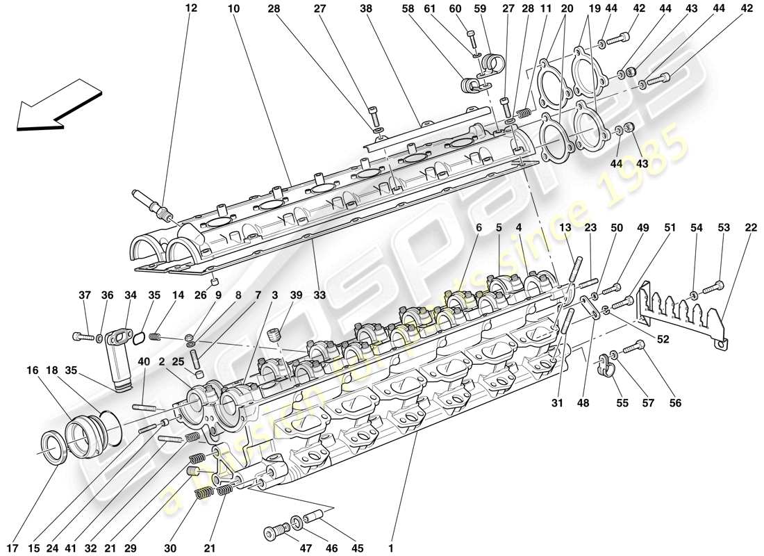 ferrari 612 scaglietti (europe) testa cilindro destra diagramma delle parti