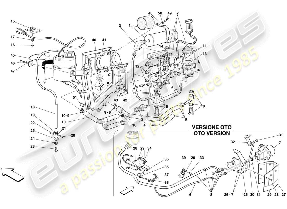 ferrari 612 sessanta (europe) unità di potenza e serbatoio diagramma delle parti