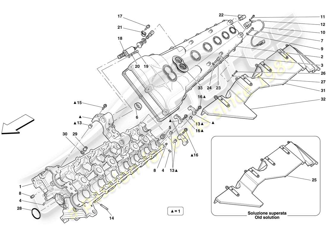 ferrari 599 gto (rhd) testa cilindro sinistra diagramma delle parti