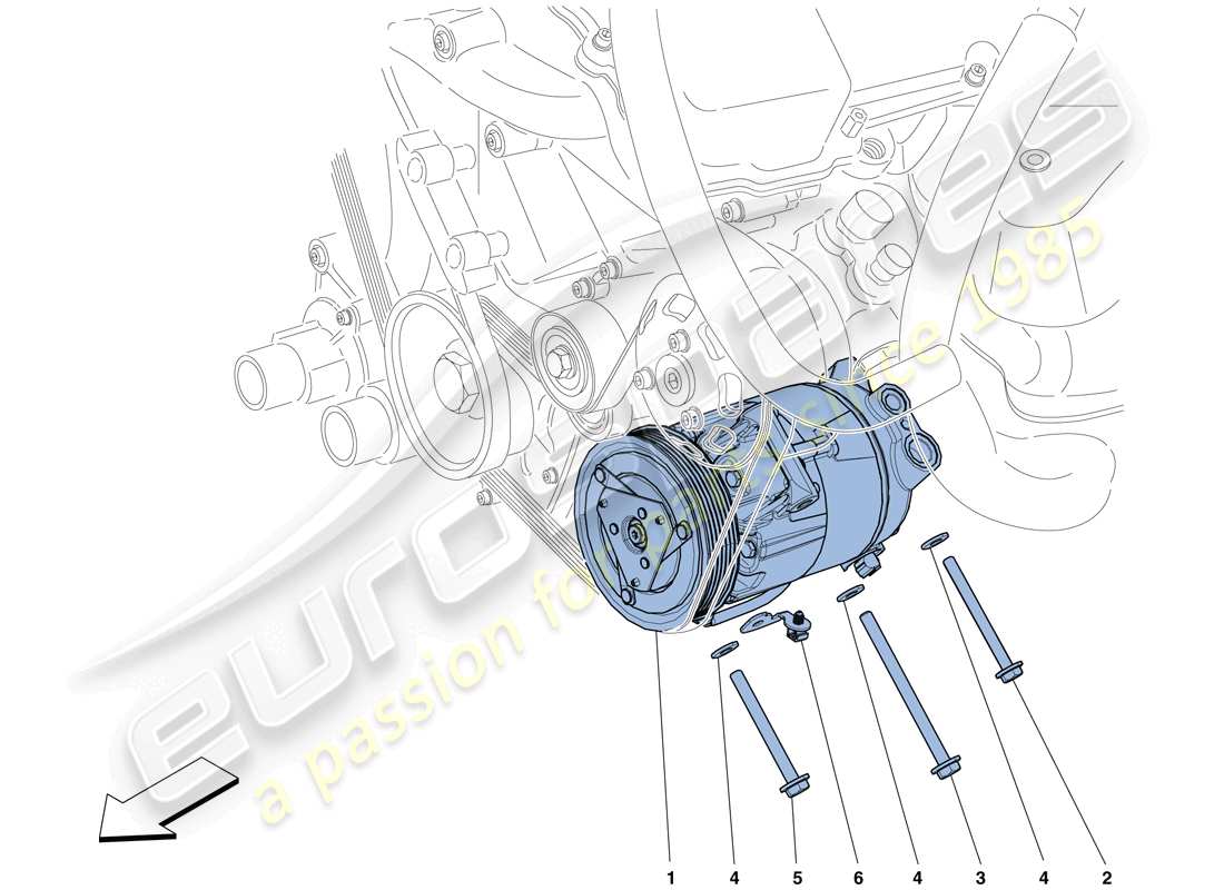 ferrari f12 berlinetta (rhd) diagramma delle parti del compressore del sistema ca