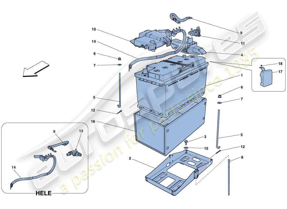 ferrari f12 tdf (europe) diagramma delle parti della batteria