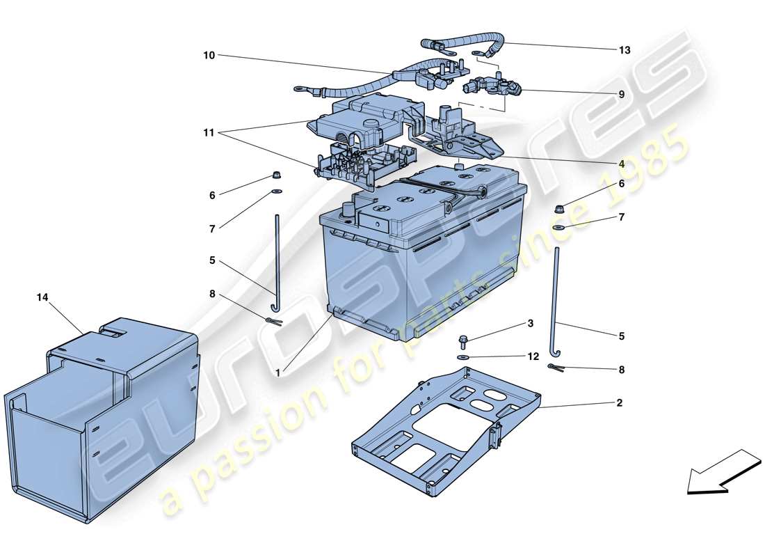 ferrari gtc4 lusso (usa) diagramma delle parti della batteria