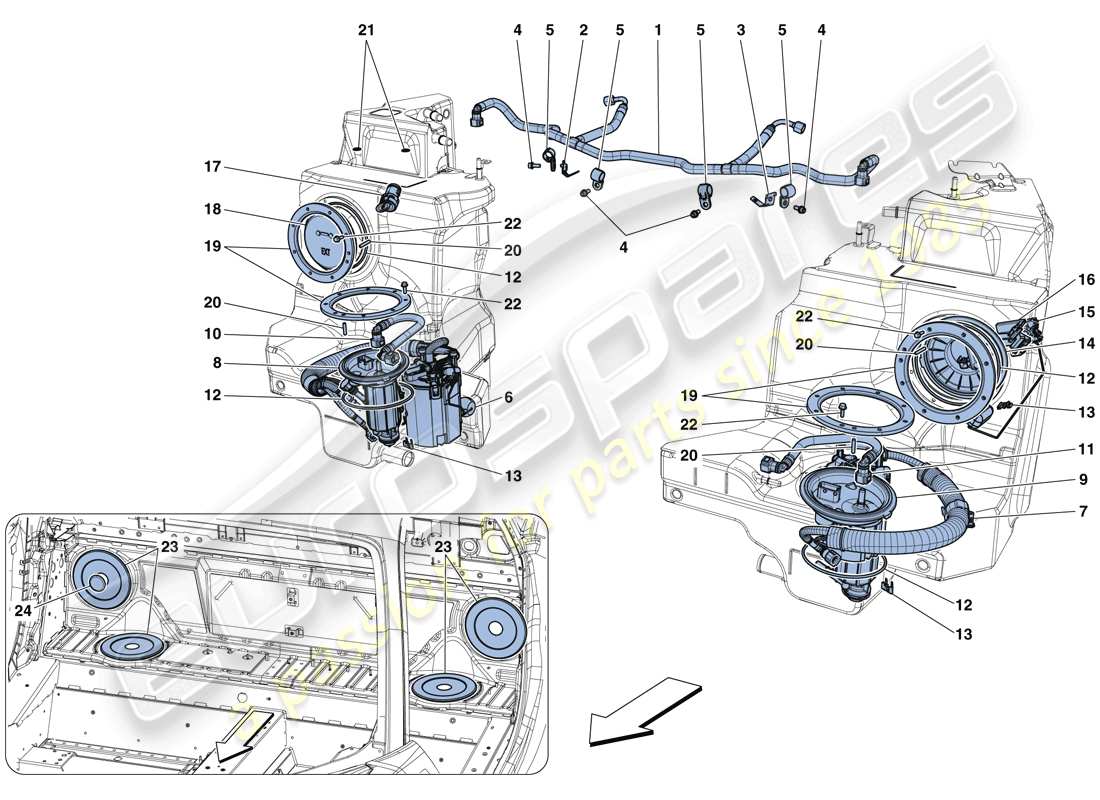 ferrari 488 gtb (rhd) pompe e tubi del sistema di alimentazione schema delle parti