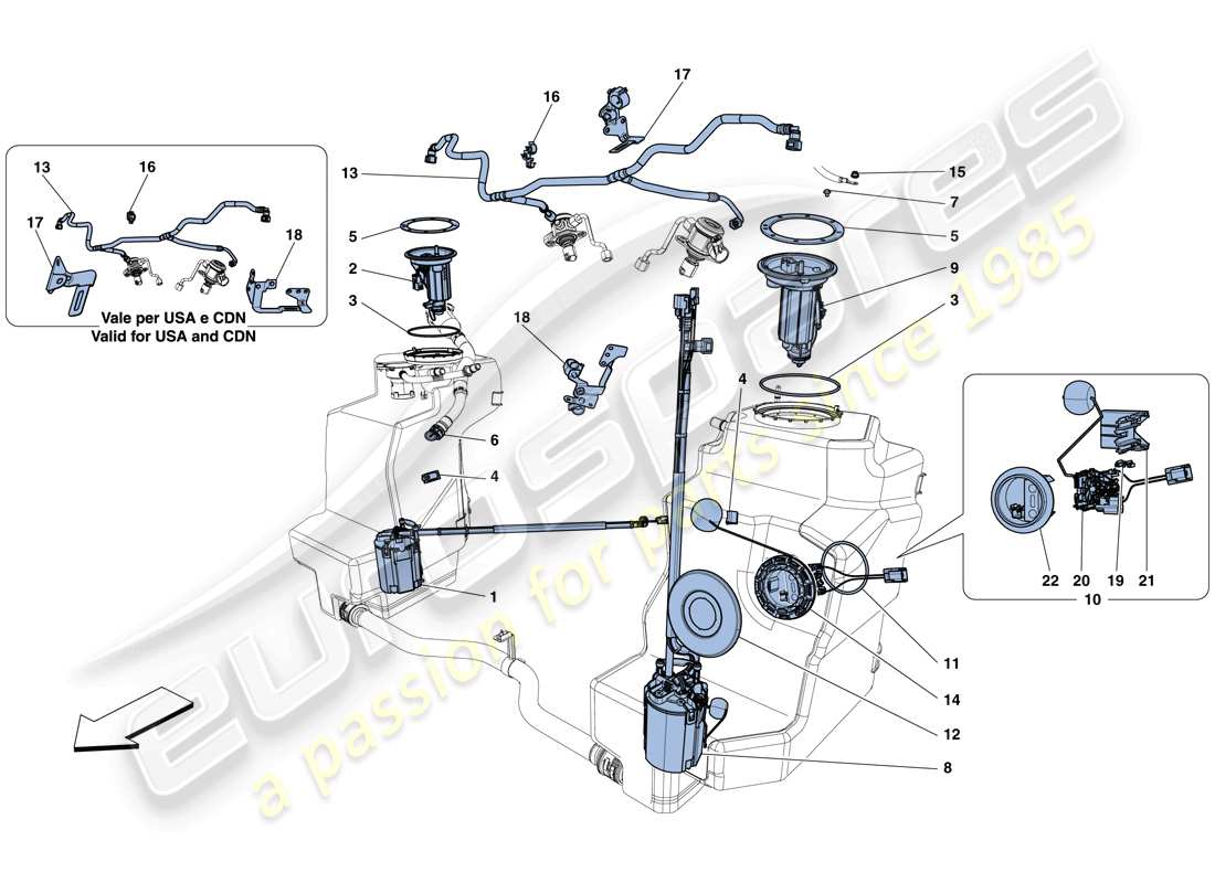 ferrari 458 spider (europe) pompe e tubi del sistema di alimentazione diagramma delle parti