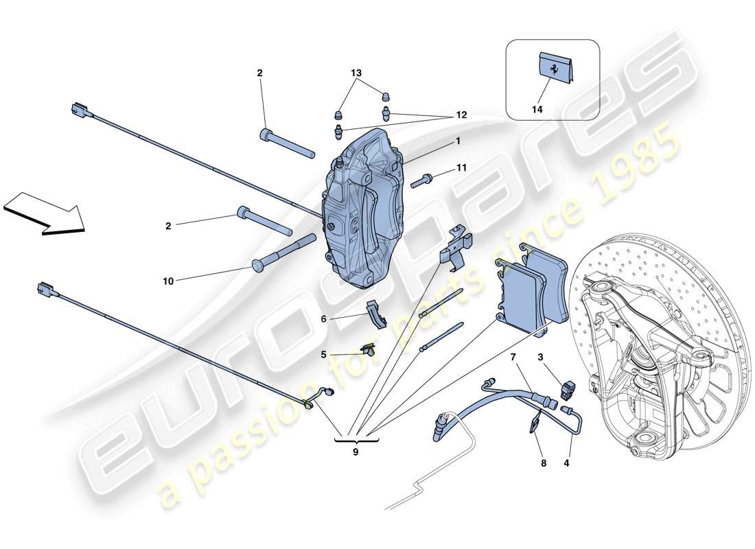 ferrari 458 italia (rhd) pinze freno anteriore schema delle parti