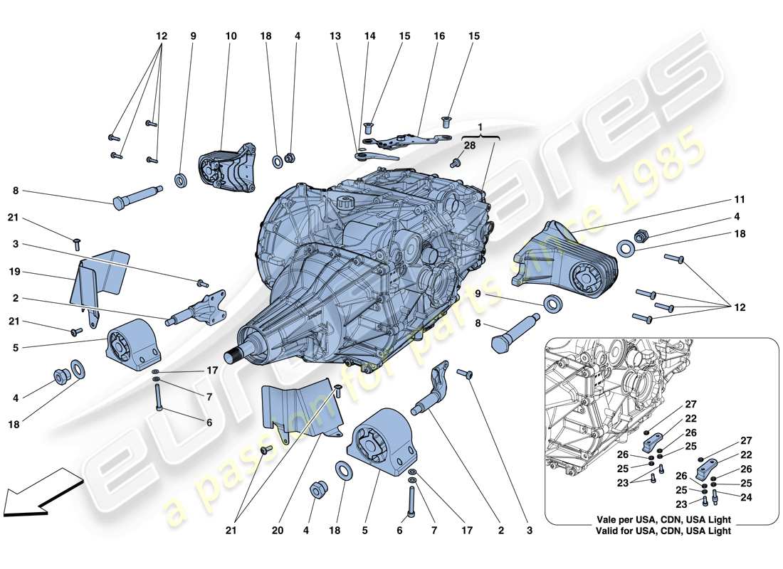 ferrari f12 berlinetta (rhd) alloggiamento del cambio diagramma delle parti