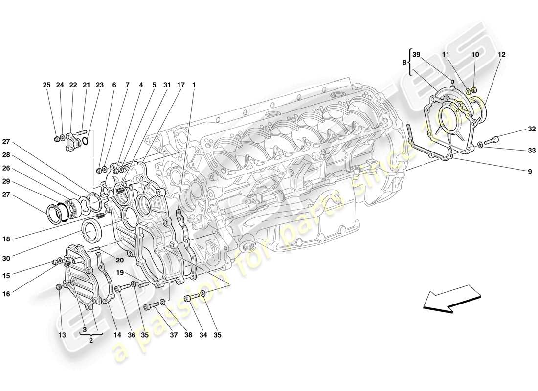 ferrari 612 scaglietti (rhd) carter - coperchi schema delle parti