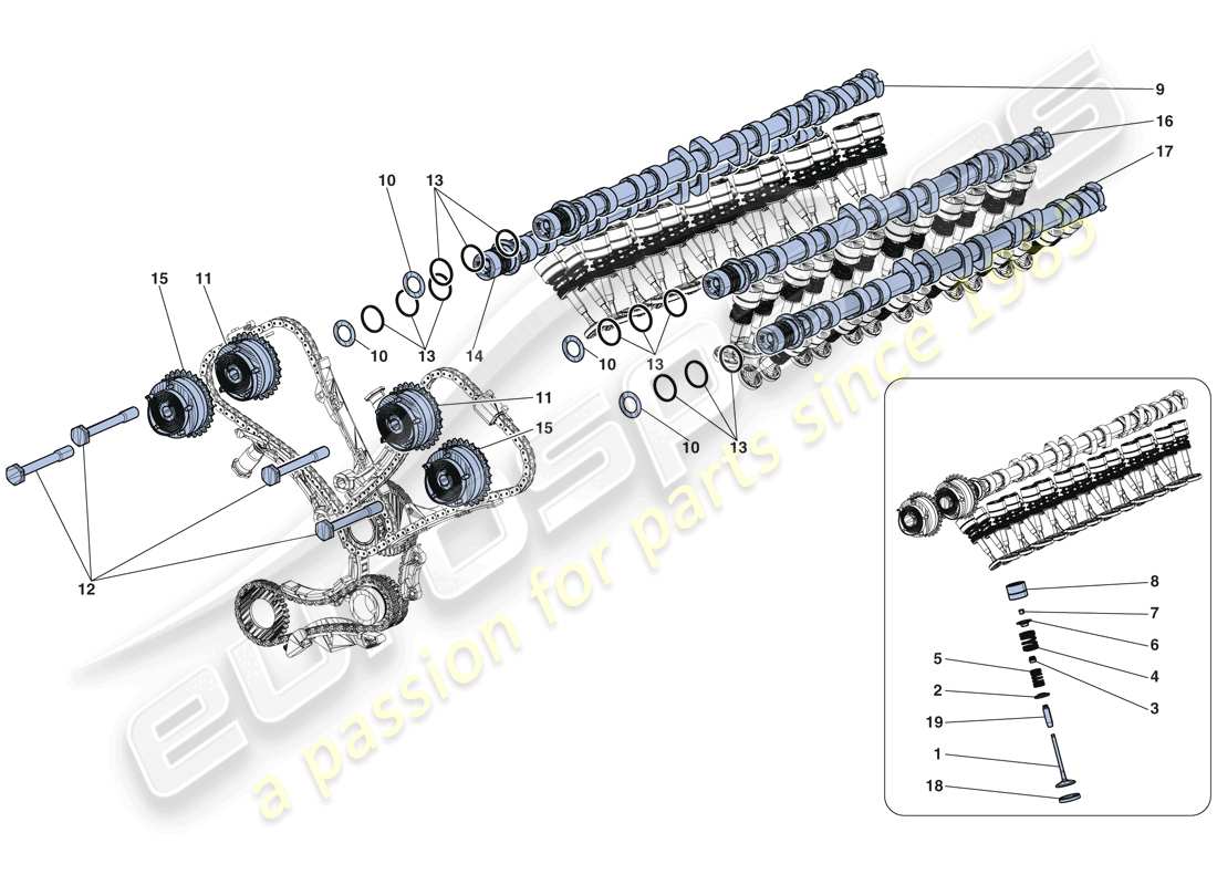 ferrari laferrari aperta (europe) distribuzione - punterie ed alberi schema particolare