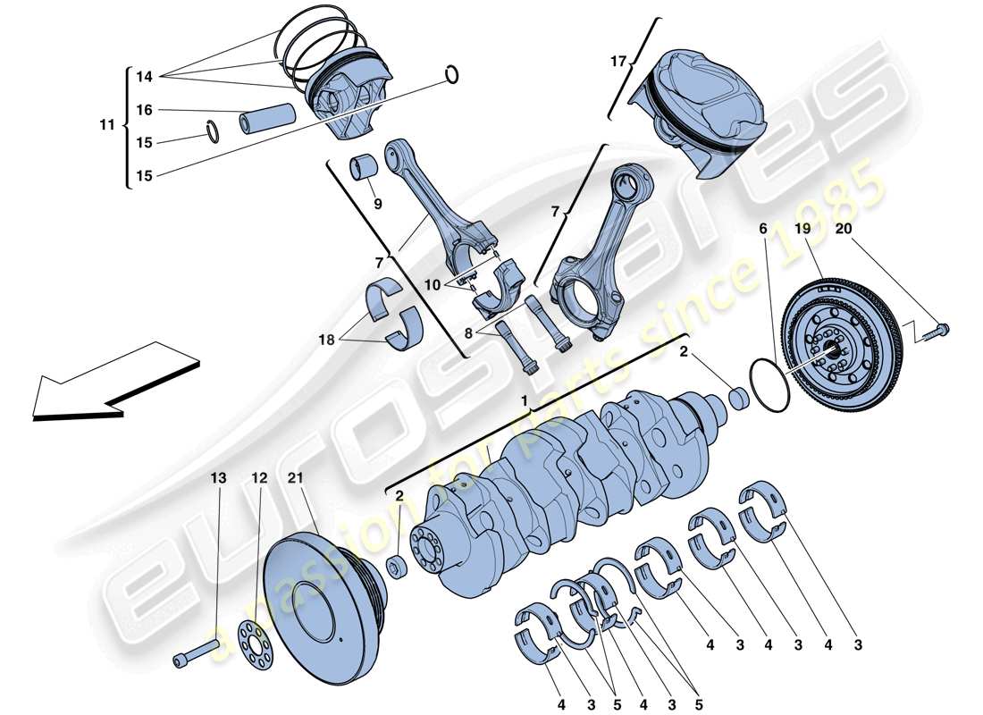 ferrari 488 spider (rhd) albero motore - bielle e pistoni diagramma delle parti