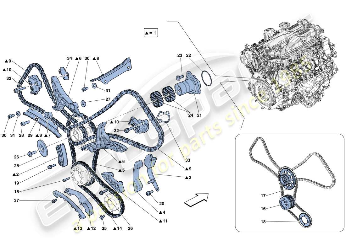 ferrari gtc4 lusso t (rhd) distribuzione - guida diagramma delle parti