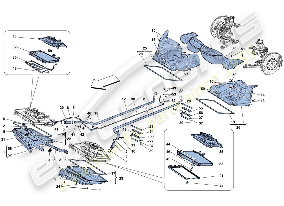 ferrari 458 speciale (usa) raffreddamento - radiatori e condotti d'aria diagramma delle parti