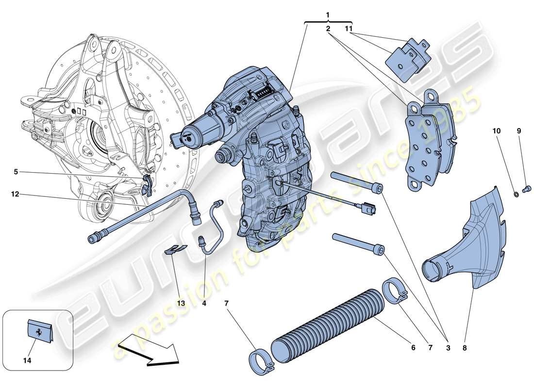 ferrari 458 speciale aperta (rhd) pinze freno posteriore schema delle parti