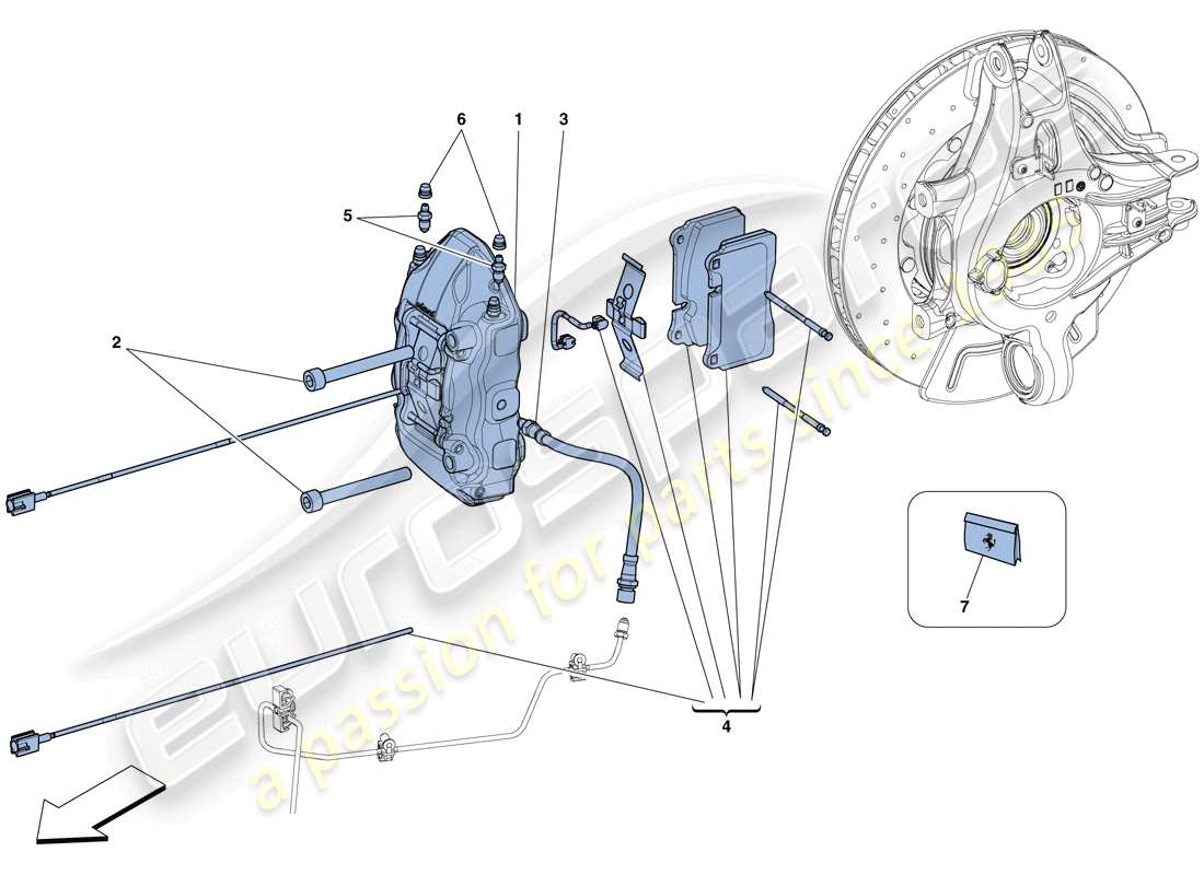 ferrari 458 spider (rhd) pinze freno posteriore diagramma delle parti