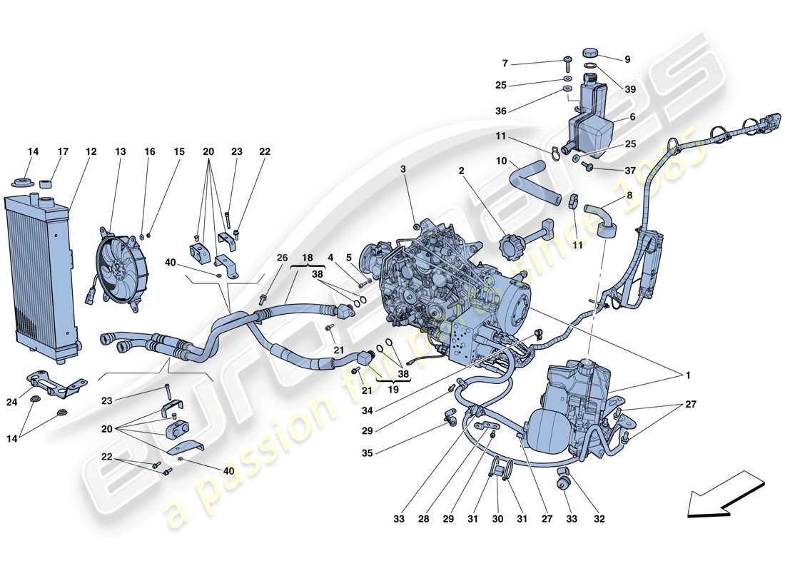 ferrari gtc4 lusso (rhd) sistema ptu diagramma delle parti