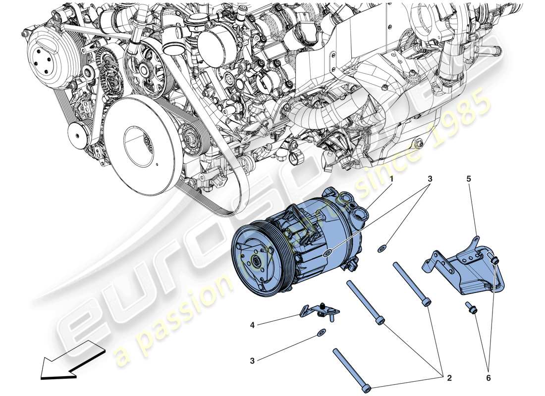 ferrari 488 spider (usa) compressore del sistema ac diagramma delle parti