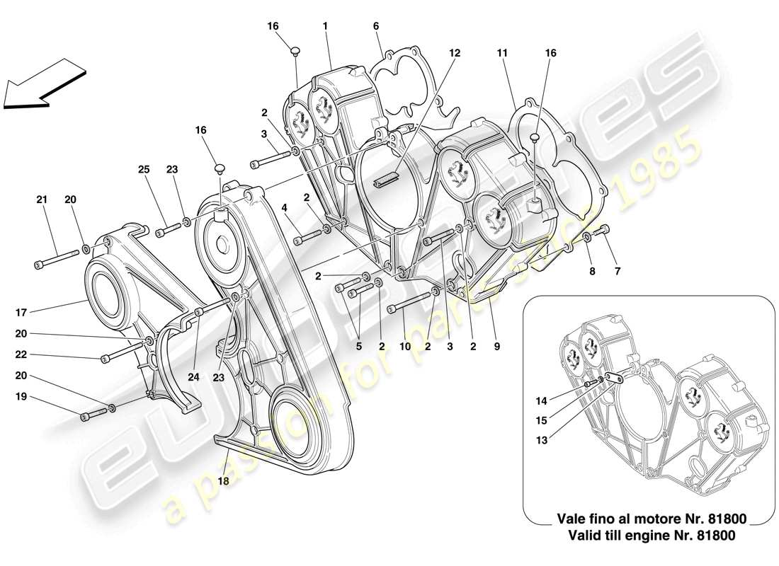 ferrari 612 sessanta (rhd) coperture del motore diagramma delle parti