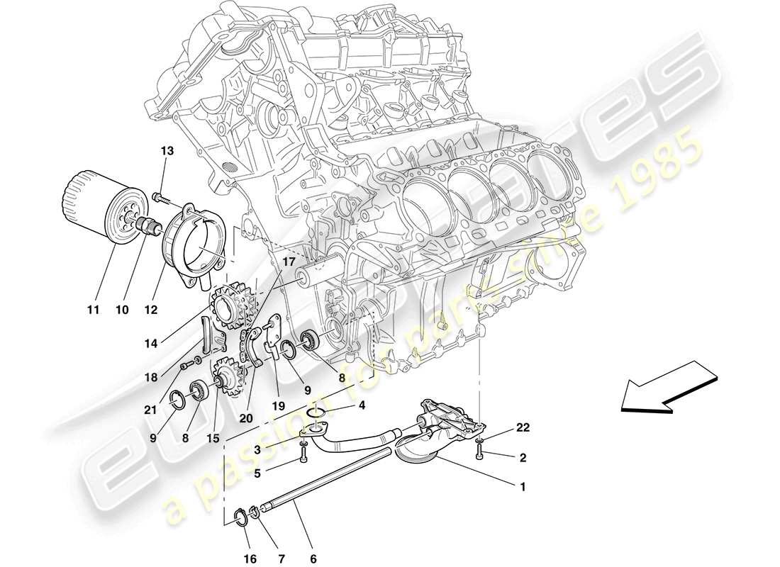 ferrari california (europe) lubrificazione: pompa e filtro diagramma delle parti