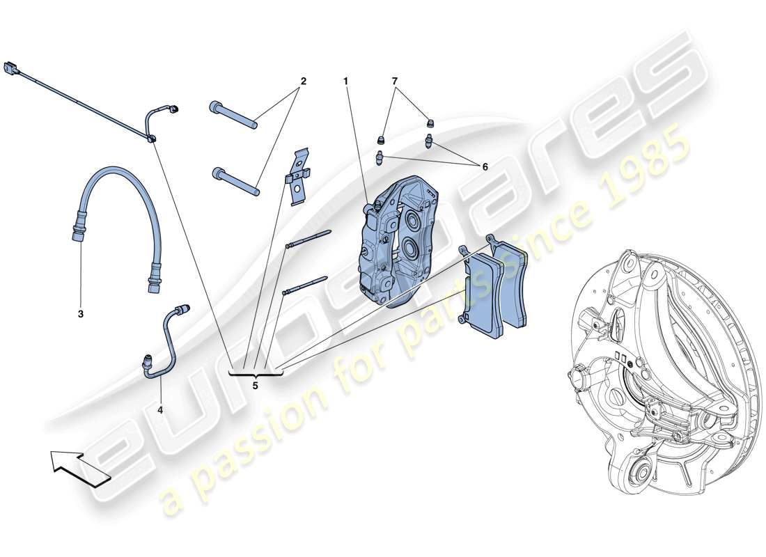 ferrari gtc4 lusso (rhd) pinze freno posteriore diagramma delle parti