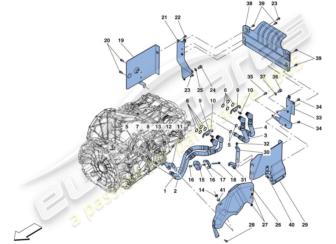 ferrari 488 spider (usa) sistema di lubrificazione e raffreddamento a olio del cambio diagramma delle parti