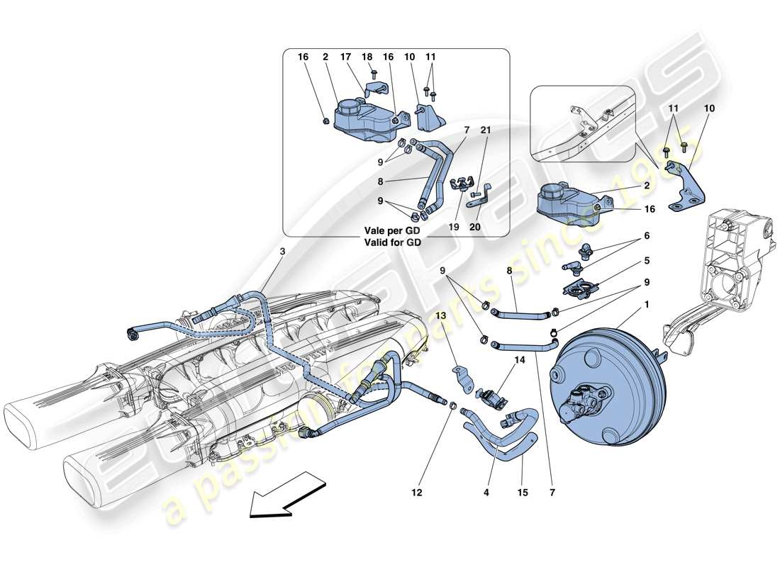 ferrari f12 berlinetta (rhd) sistema di servosterzo diagramma delle parti