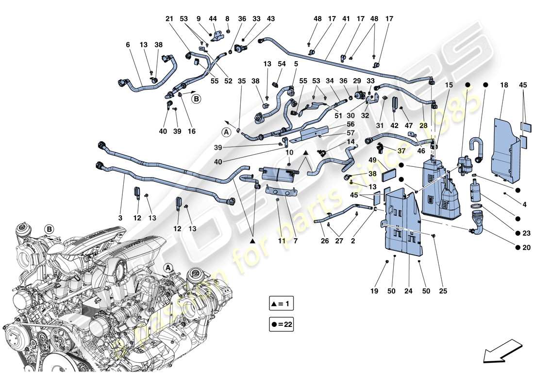 ferrari 488 spider (usa) sistema di controllo emissioni evaporative diagramma delle parti