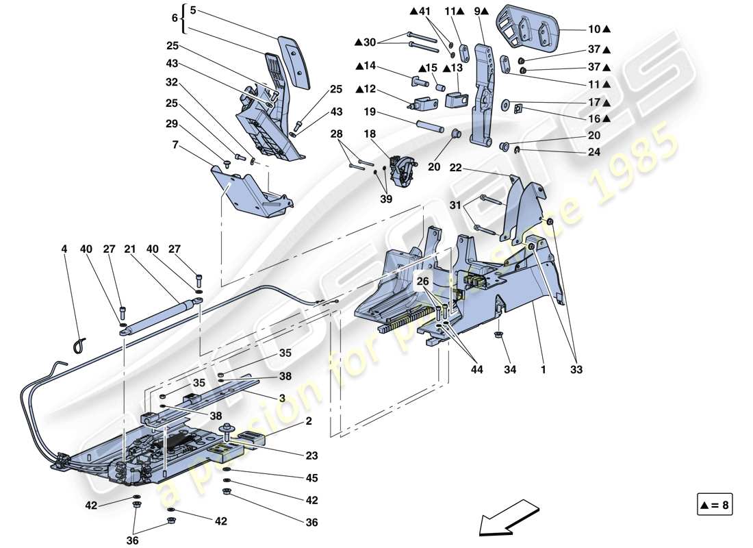 ferrari laferrari aperta (usa) pedaliera diagramma delle parti