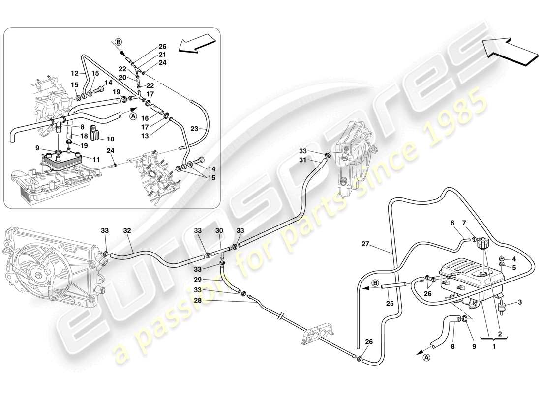 ferrari f430 spider (rhd) schema delle parti del serbatoio di intestazione
