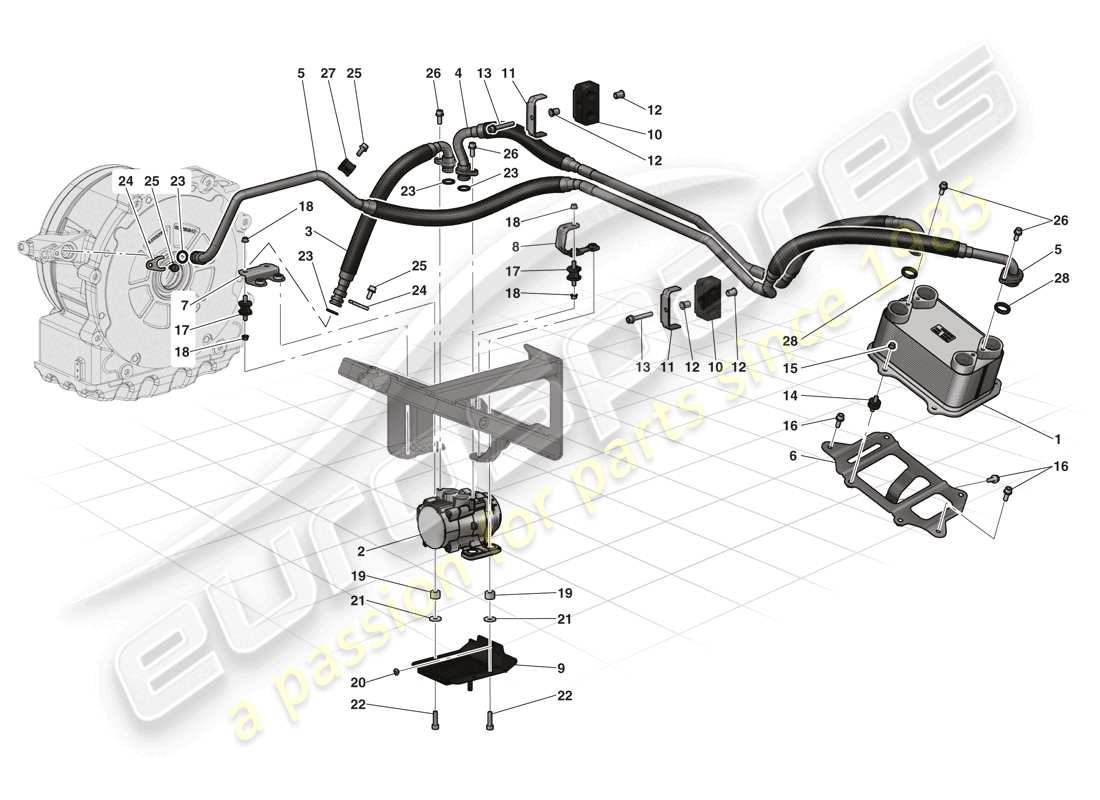 ferrari laferrari (usa) raffreddamento del motore elettrico schema delle parti