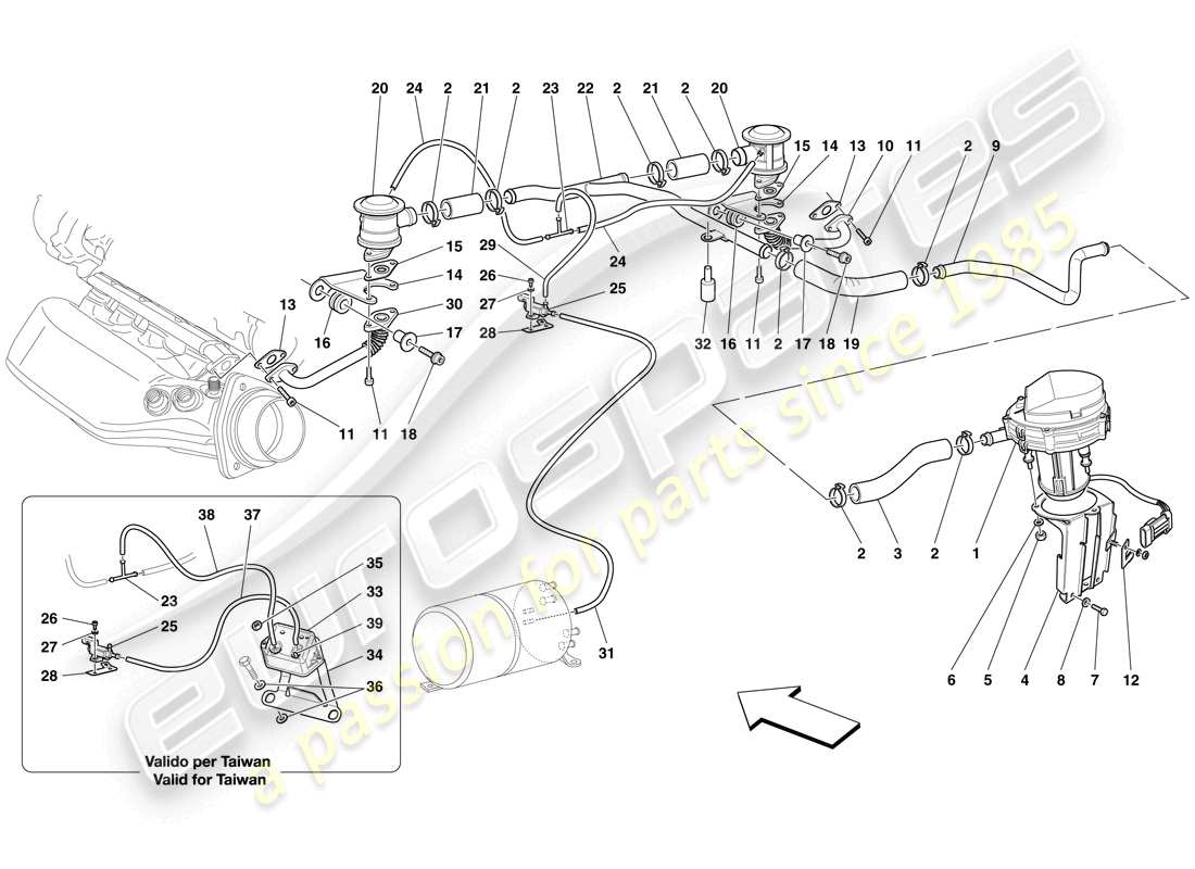 ferrari f430 scuderia (europe) sistema d'aria secondaria diagramma delle parti