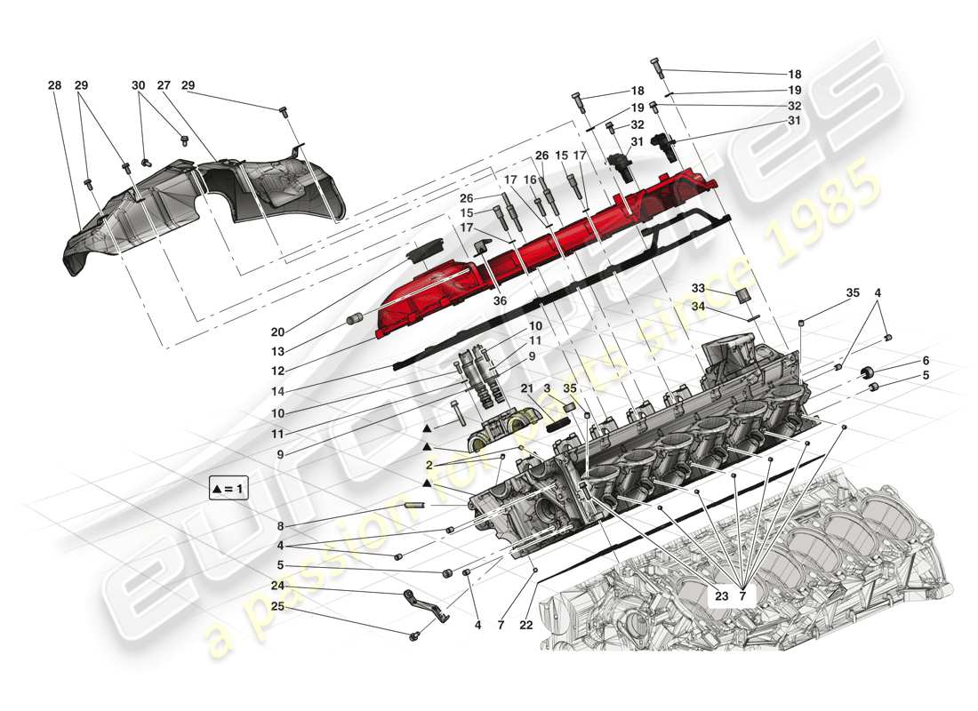 ferrari laferrari (europe) testa cilindro destra diagramma delle parti