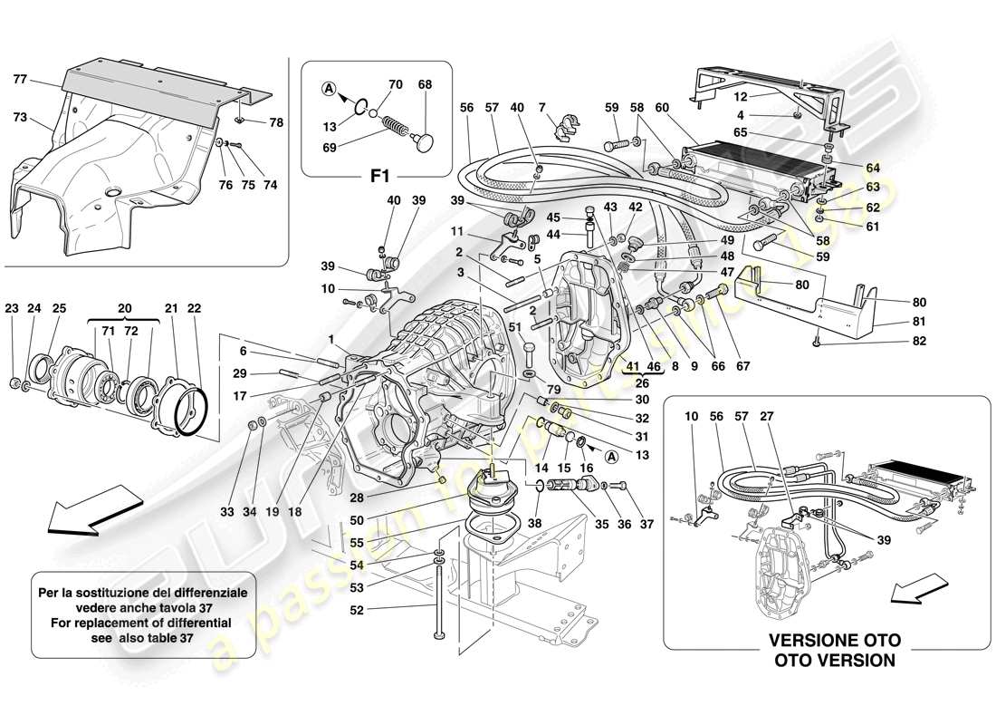 ferrari 612 sessanta (europe) radiatore di raffreddamento scatola differenziale e cambio diagramma delle parti
